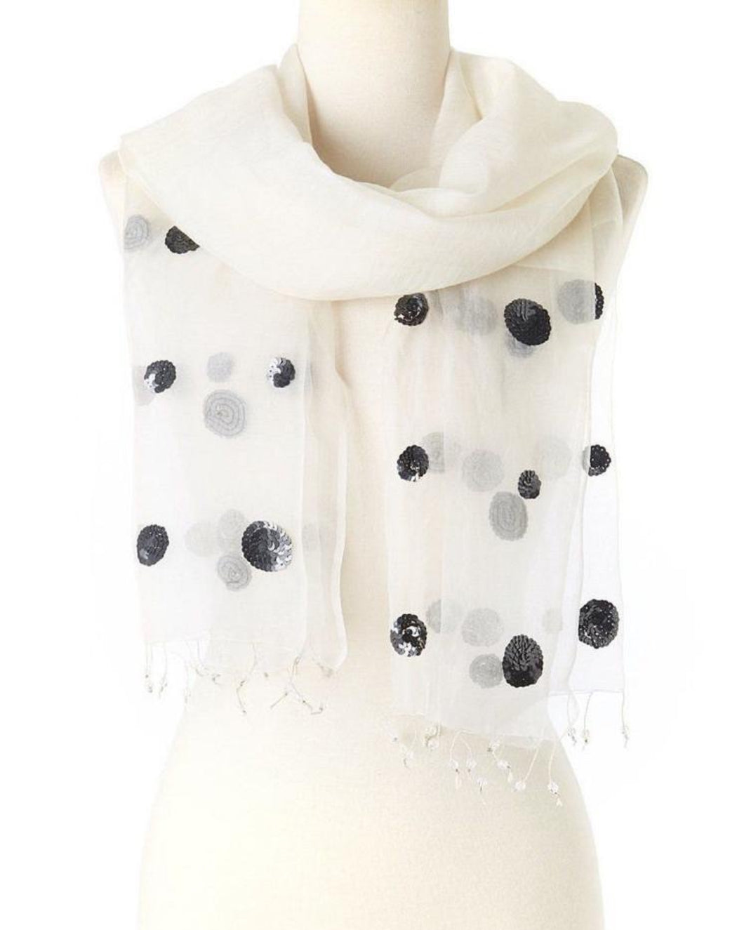 Loulou (White with Black Polka Dots) Scarf