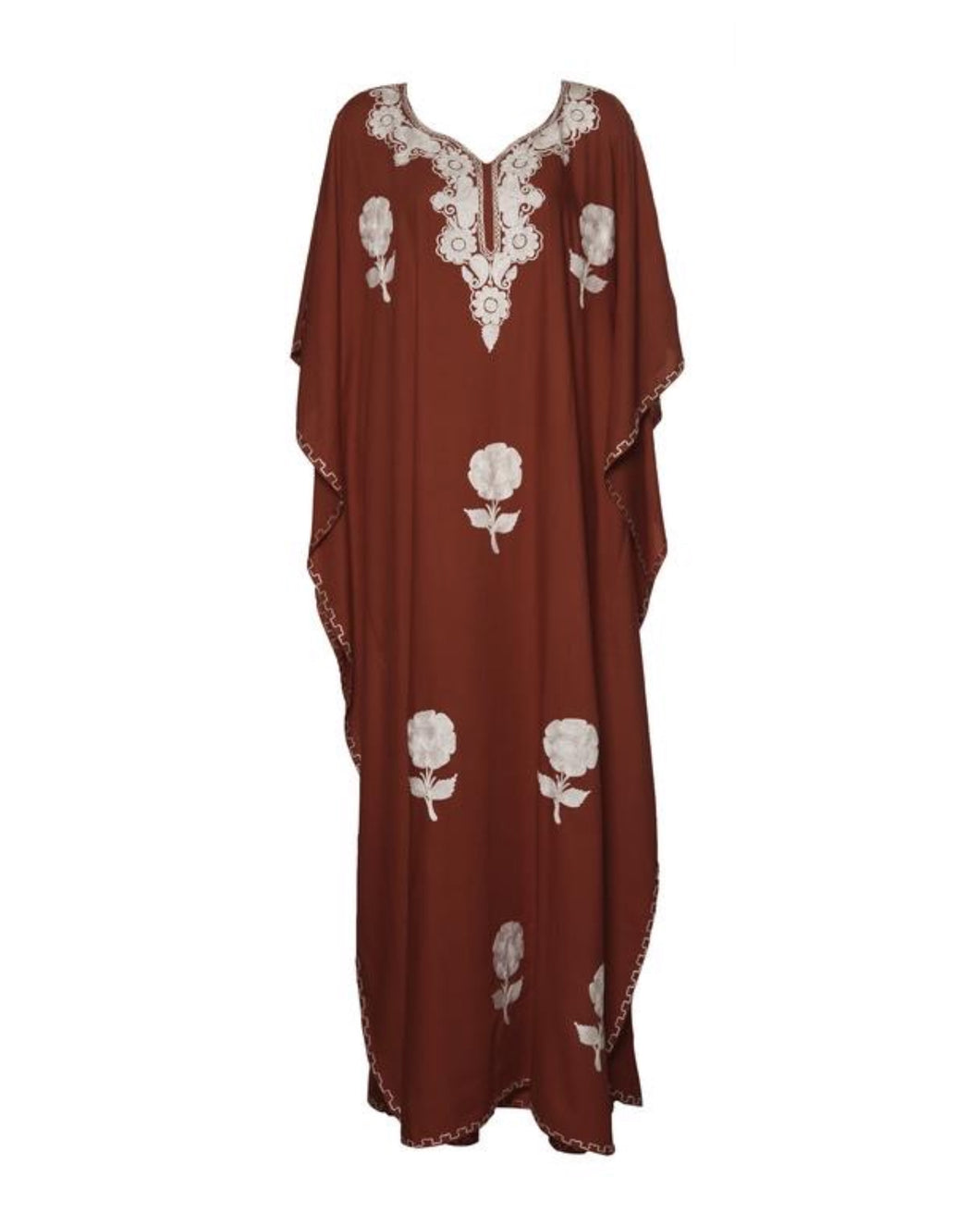 Kaftan Dress (Red with White Flowers)