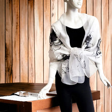 Load image into Gallery viewer, Corsica (White with Black Flowers) Scarf
