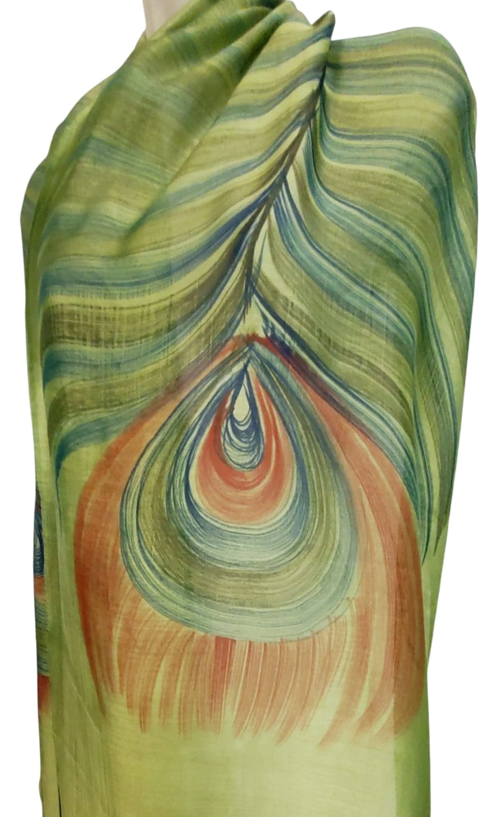 Peacock (Bold Green) Hand Painted Scarf