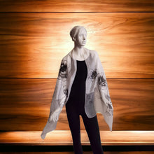 Load image into Gallery viewer, Corsica (White with Black Flowers) Scarf
