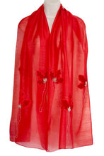 Load image into Gallery viewer, Festive Butterfly (Red with Red Flowers) Scarf
