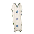 Kaftan Dress (White with Blue Roses)