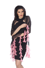 Load image into Gallery viewer, Hanging Tulips (Black and Pink) Scarf
