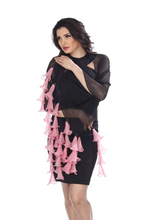Load image into Gallery viewer, Hanging Tulips (Black and Pink) Scarf

