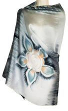 Load image into Gallery viewer, Lotus Hand Painted Scarf
