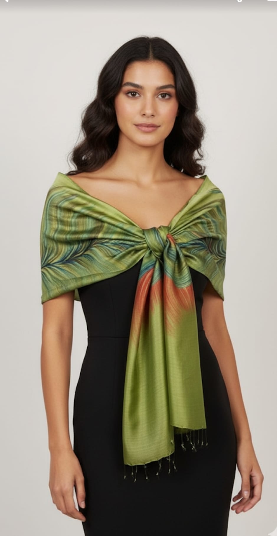 Peacock (Bold Green) Hand Painted Scarf