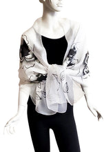 Load image into Gallery viewer, Corsica (White with Black Flowers) Scarf
