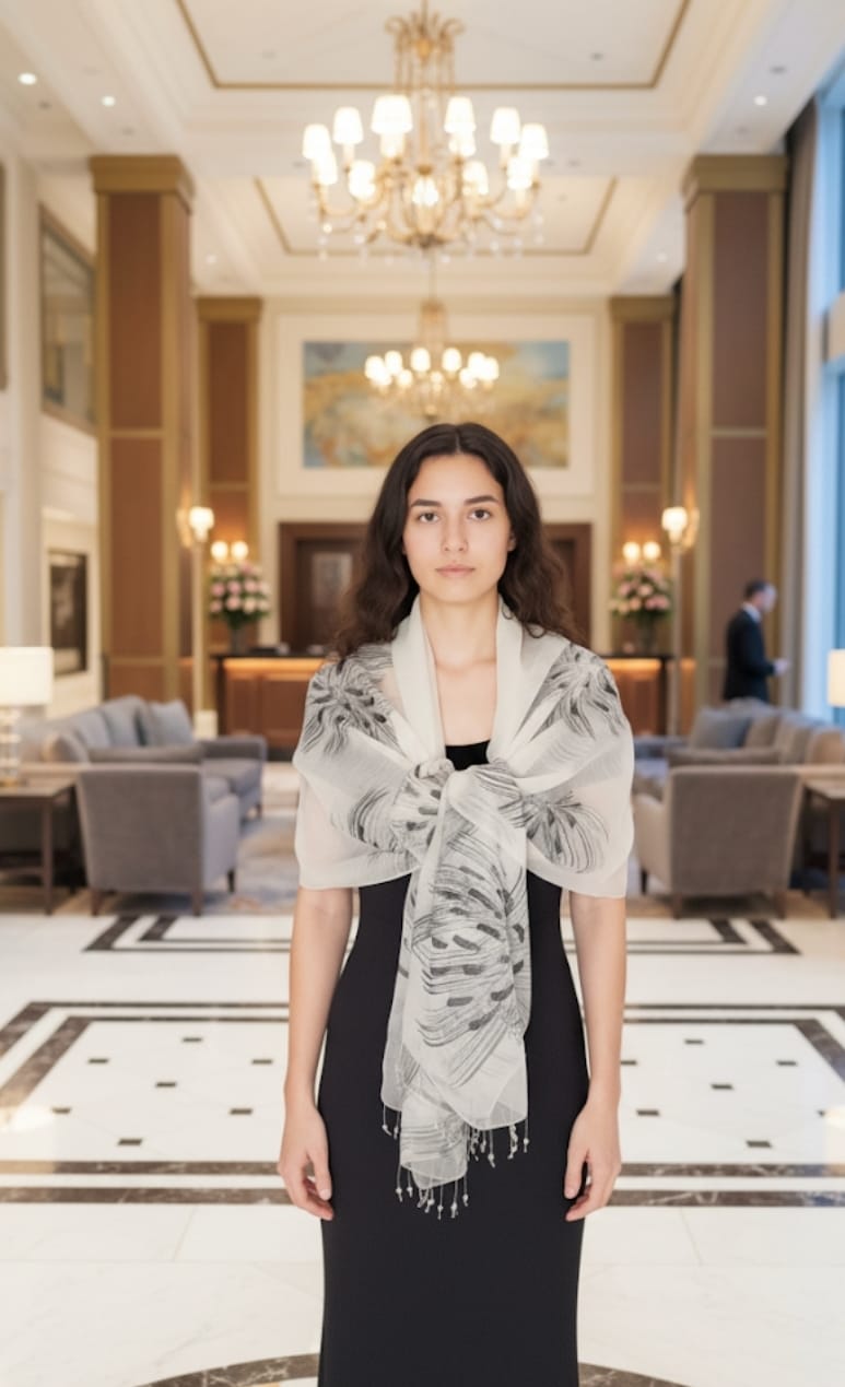 Splash Flower (White) Scarf