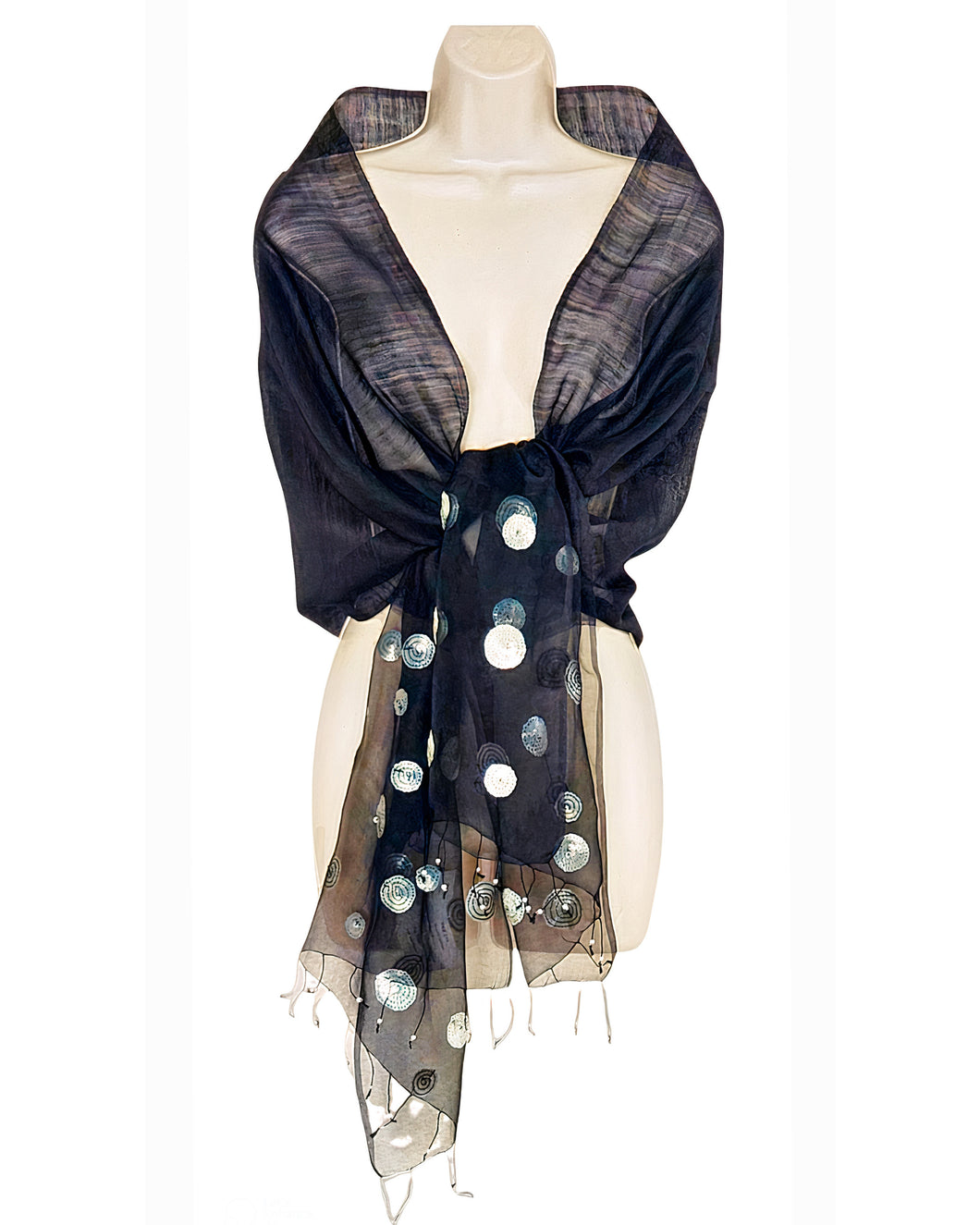 Loulou (Black with Silver Dots) Scarf