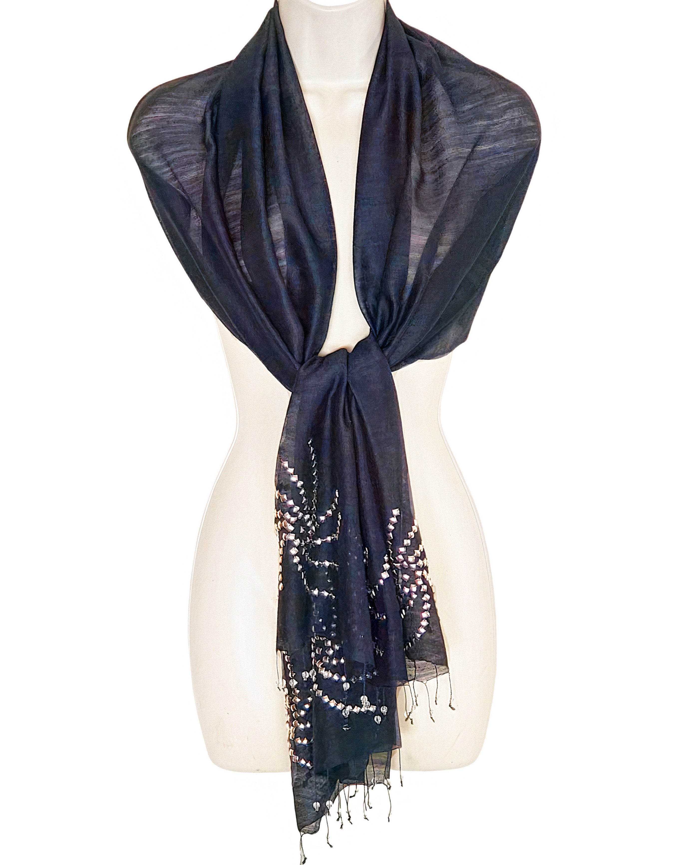 Starry Night (Black with Silver Studs) Scarf