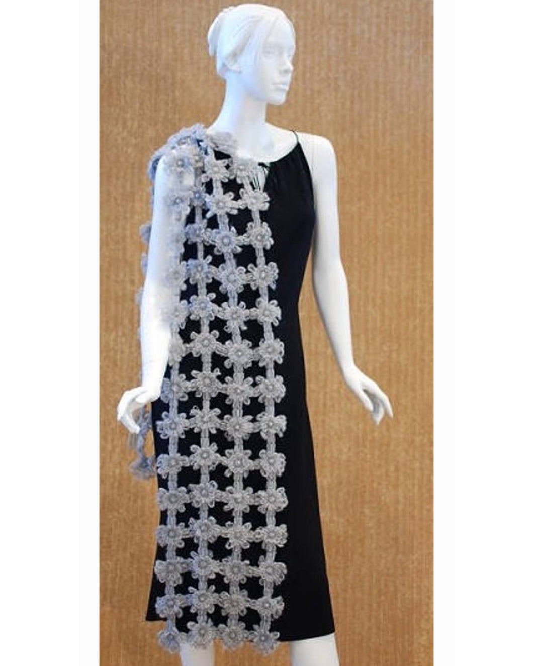 Small Flowers and Handset Rhinestone Handmade Scarf