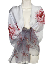 Load image into Gallery viewer, Corsica (Gray with Red Flowers) Scarf
