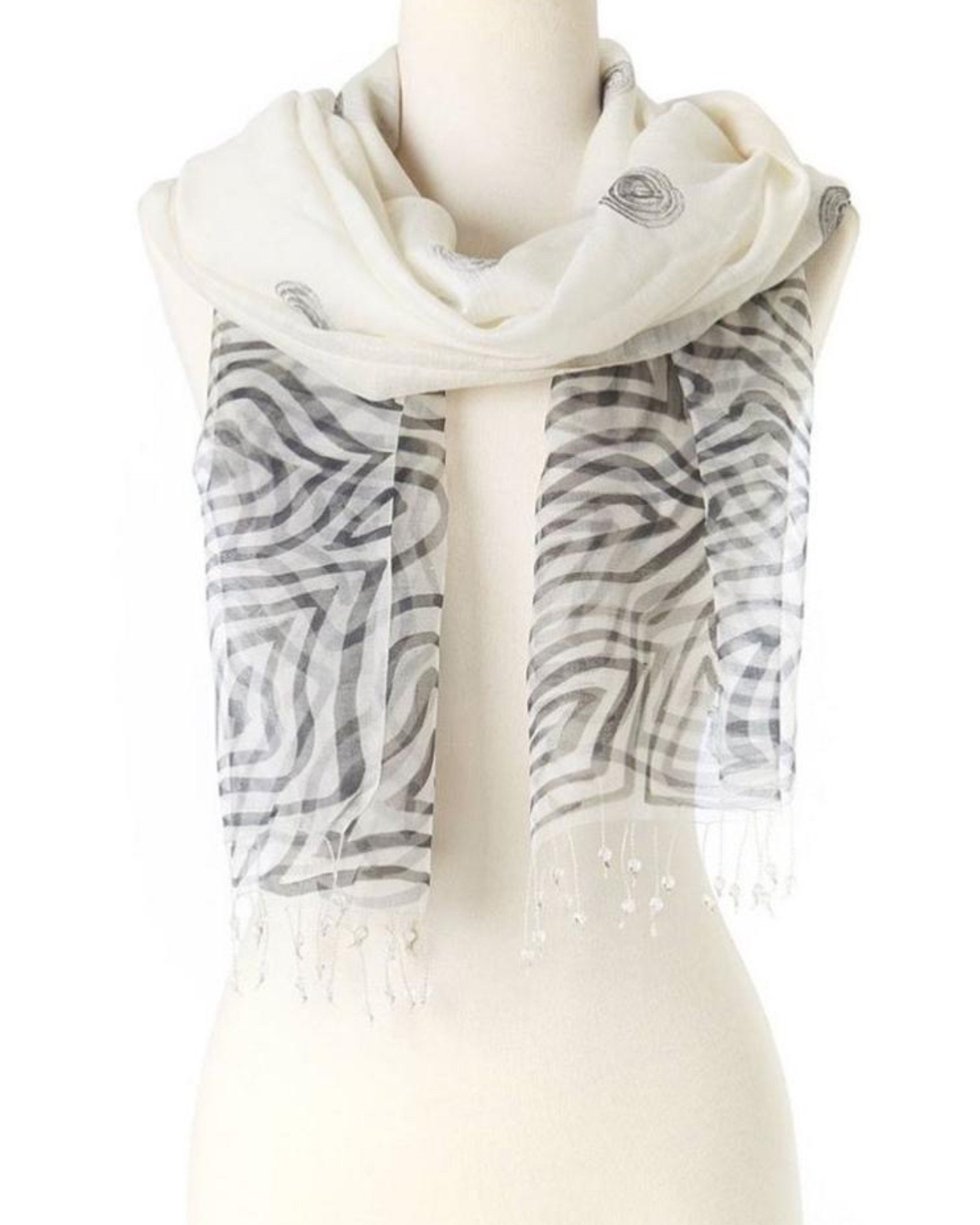 Zebra Stripes Hand Painted Scarf