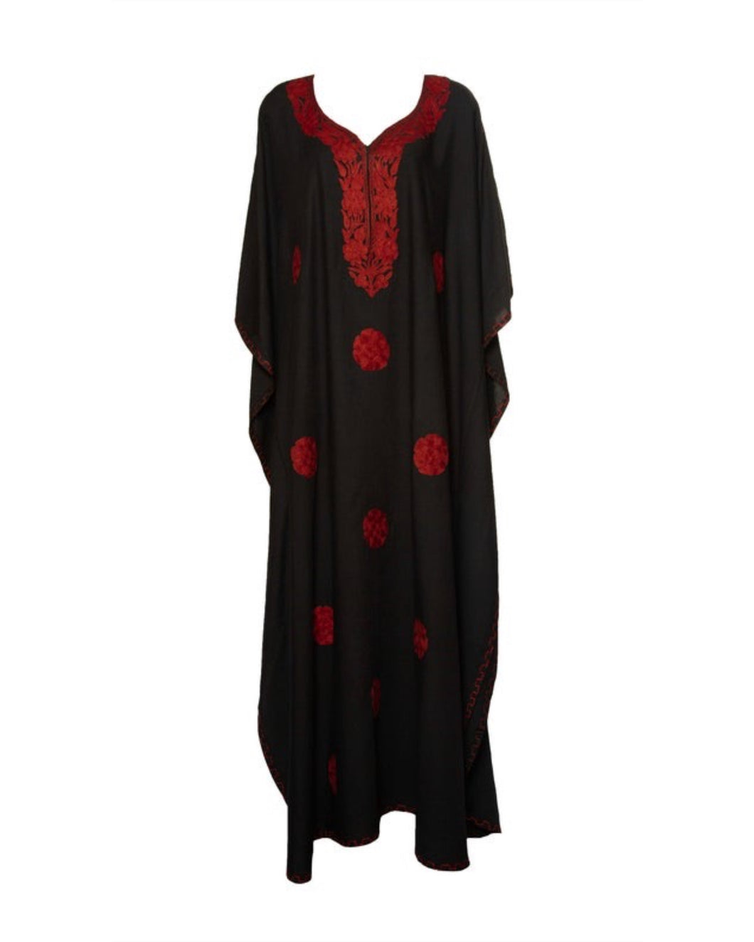 Kaftan Dress (Black with Red Flowers)