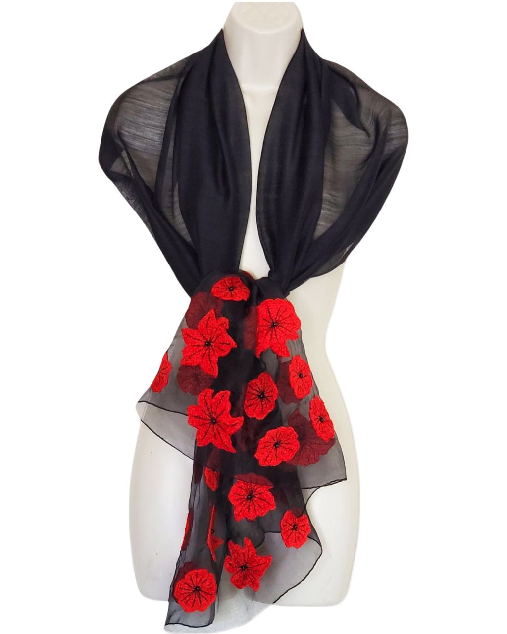 Queen of the Night (Black with Red) Scarf